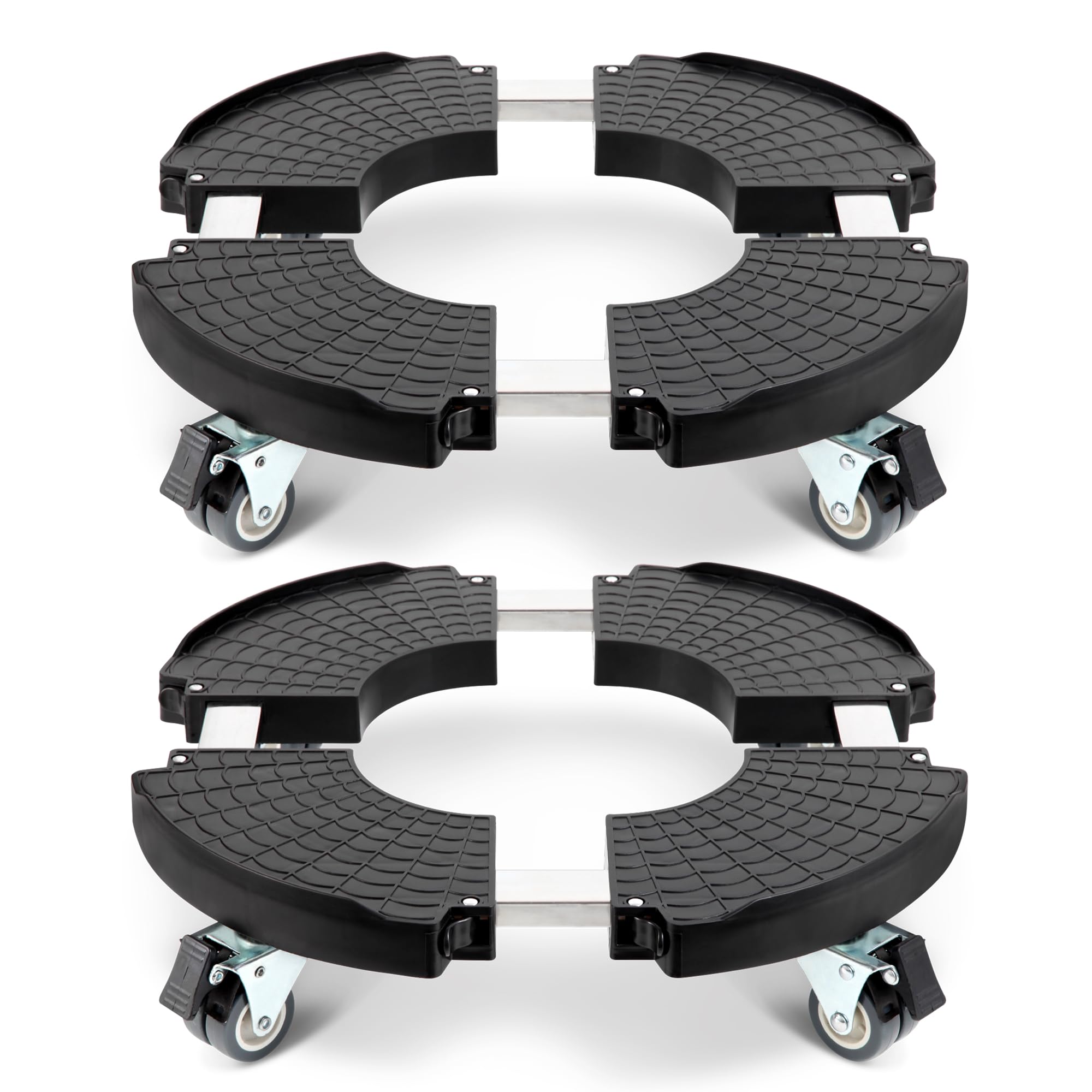 W B D WEIBIDA 2 Pack Plant Caddies with Wheels Heavy Duty 440 lbs Capacity, Rolling Plant Stand for Large Planter and Pots Indoor Outdoor, Garden Round Dolly with Lockable Casters