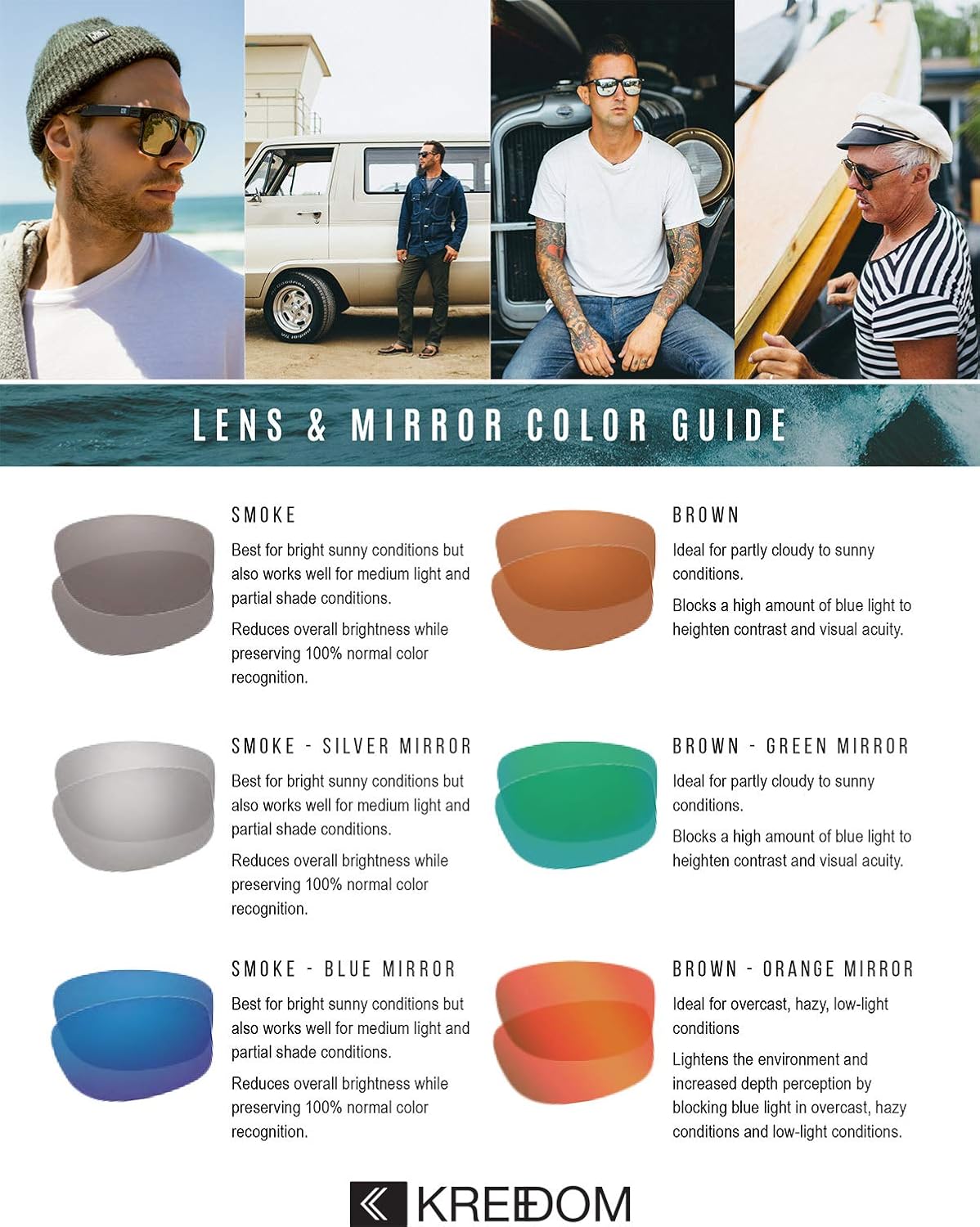 Kreedom Bubba Men's Active Lifestyle Sport Sunglasses, WideTemple Wrap