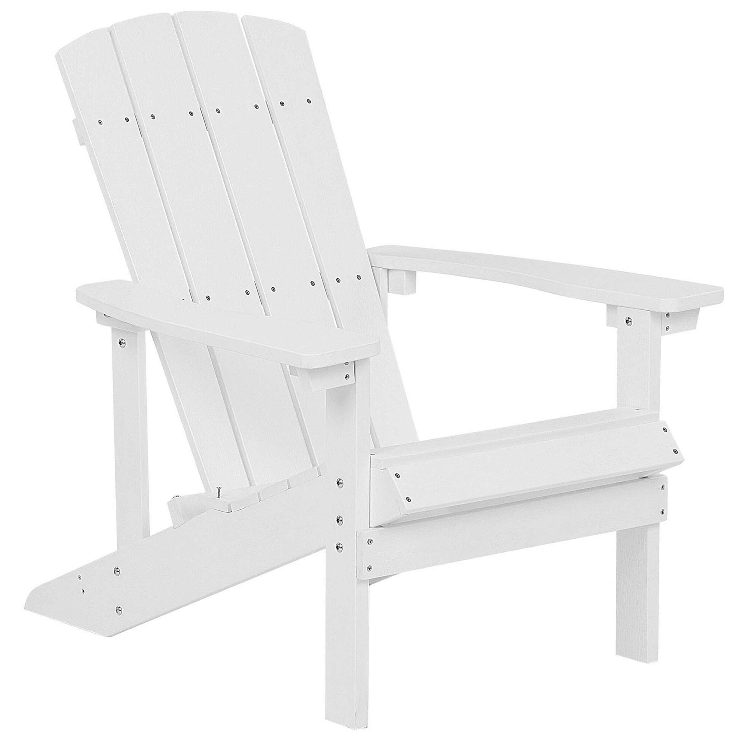 Moderner Muskoka Gartenstuhl Kunstholz Weiß mit Hocker Armlehnen Adirondack