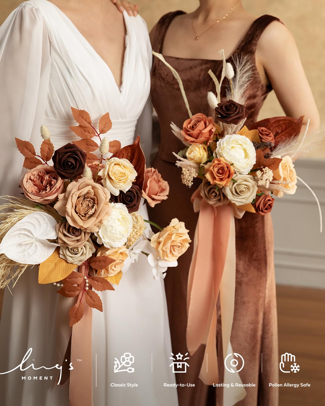 Amazon|Ling's Moment 人工ウェディングブーケ 4個セット 花嫁 Amazon|Ling's Moment 人工ウェディングブーケ 4個セット 花嫁