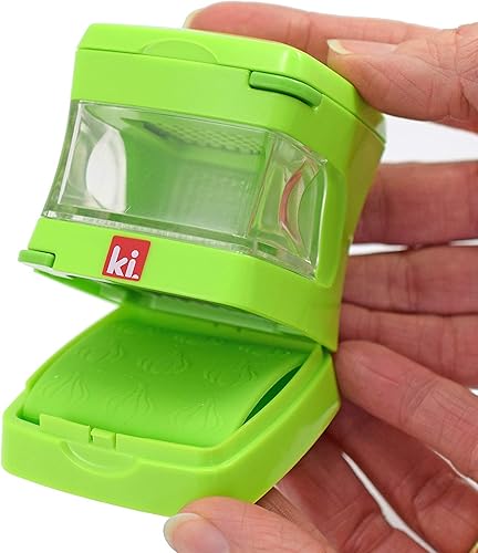 Miniatura 52 de Prensa de ajo, trituradora, cortadora, picadora y recipiente de almacenamiento, incluye pelador de ajo de silicona, fácil de limpiar, cuchillas