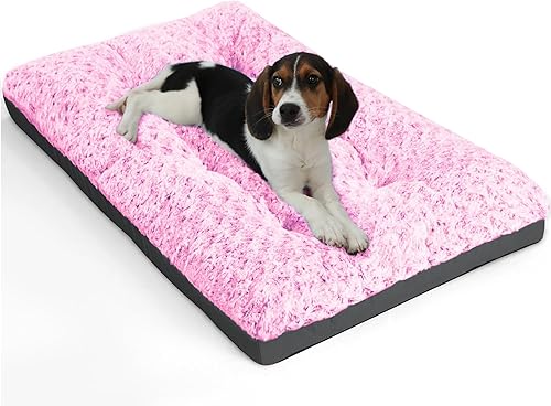 Miniatura 8 de POCBLUE Cama lavable de lujo para perros pequeños, tapete para jaula de perro de 23 pulgadas, almohadilla cómoda y esponjosa para perrera, Negro