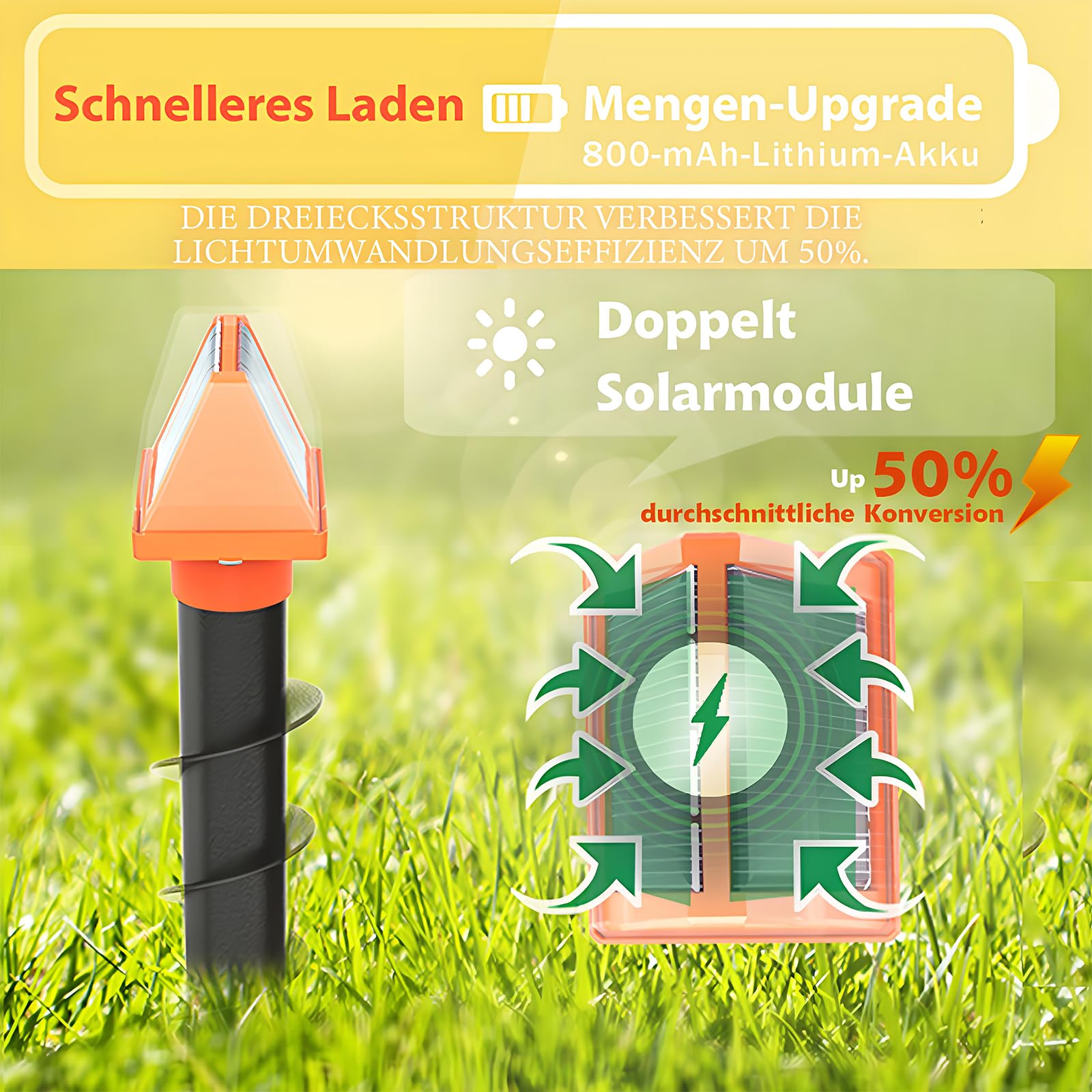 Maulwurf Vertreiber 2 Stück Maulwurfschreck Dual-Solar Maulwurfabwehr für Garten Wühlmausschreck IP54 Wasserdicht gegen Wühlmaus & Maulwurf