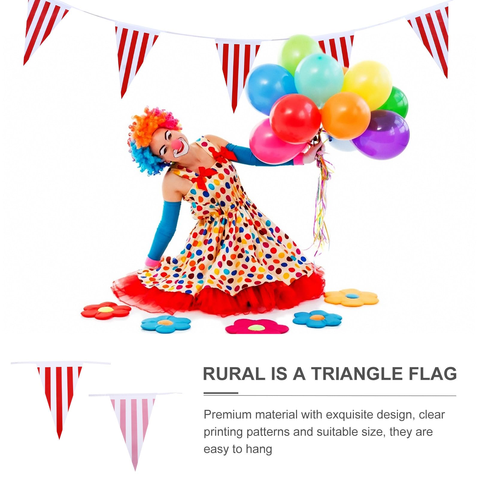 Uonlytech 9 Piezas Banderines Colgantes de Rayas para Decoración de Carnaval y Fiesta, Fáciles de Colgar, Material Pe, Diseño Triangular, Adecuado para Adornos de Carnaval Hogar