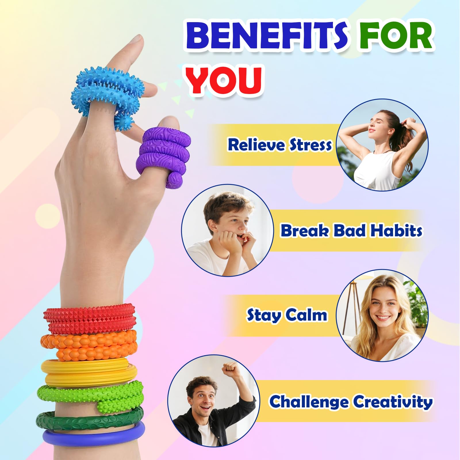 Quelcc 8 PCS Fidget Toys Sensory Stick, Colorful Quiet Fidget Toy - Image 4