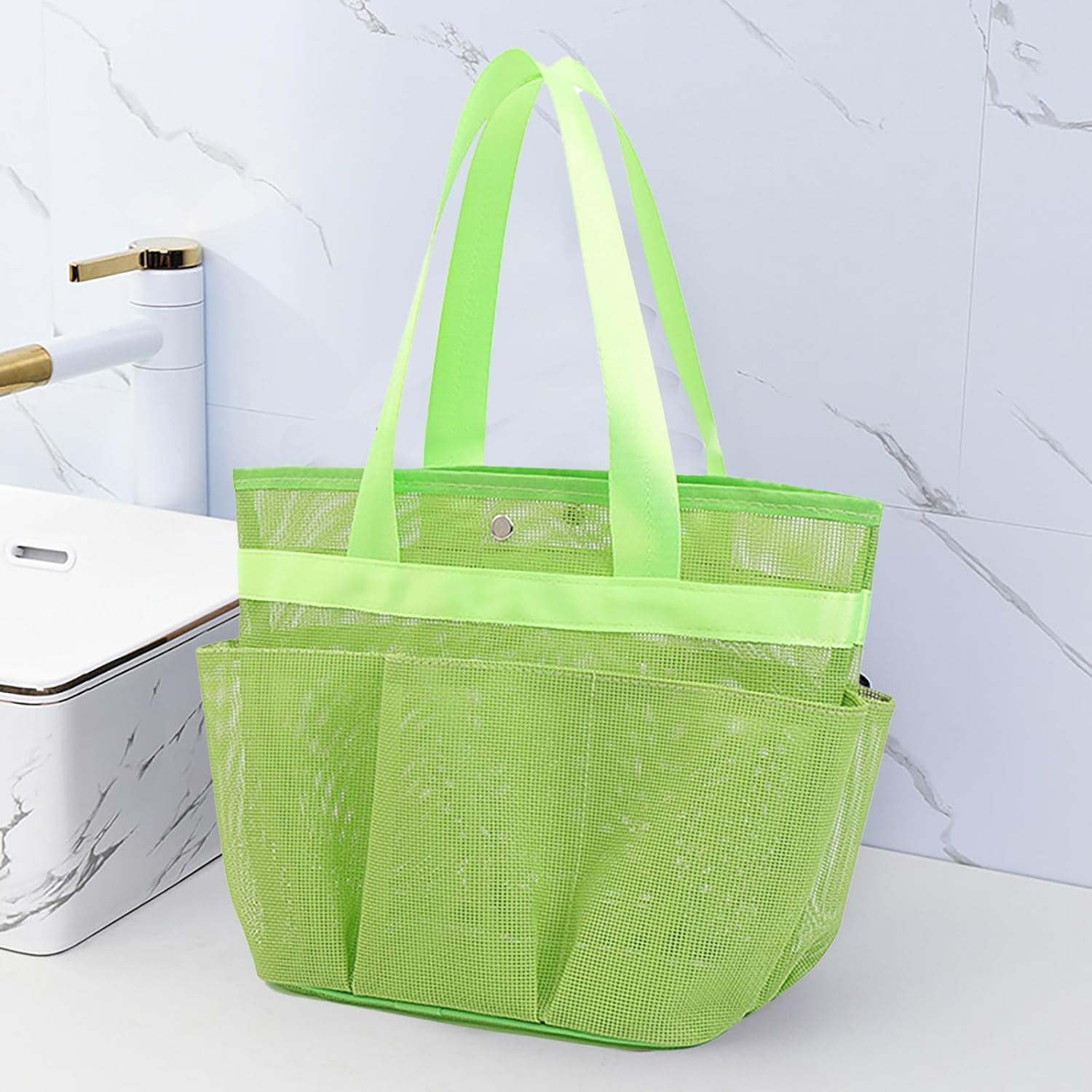 HELLORSO Mesh Shower Caddy Portable for College Dorm Room Essentials with 7 Upgraded Deeper Pockets Quick-Dry Large Shower