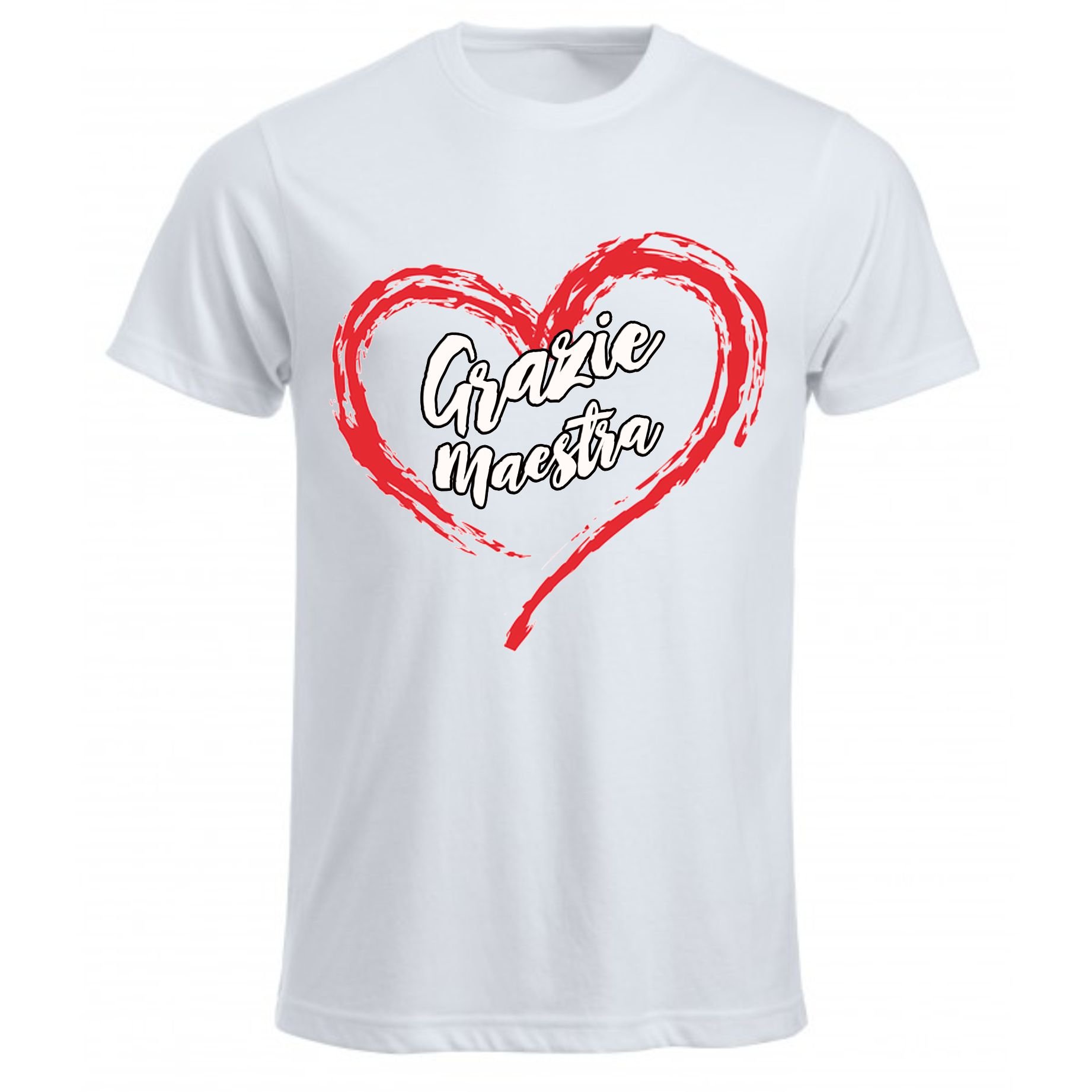 T-shirt bianca mezza manica con logo e scritta sul petto e maxi stampa