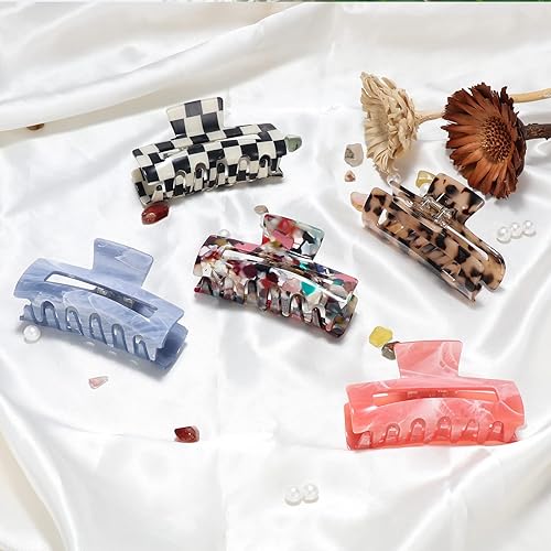 Miniatura 7 de Paquete de 8 pinzas acrílicas medianas de mariposa para el cabello, estampado de leopardo, agarre fuerte antideslizante para mujeres y niñas