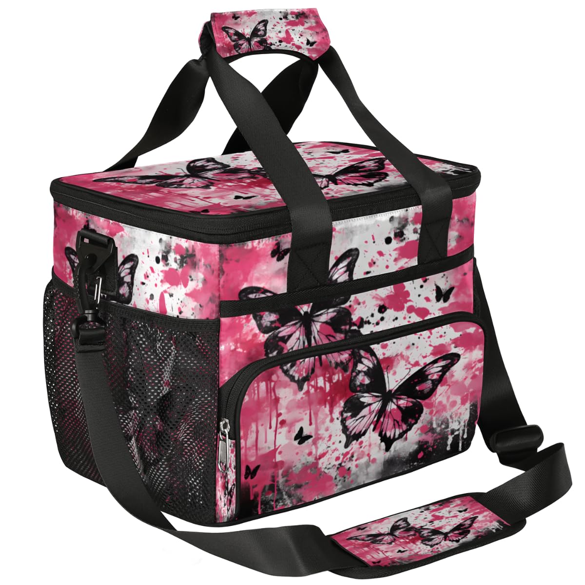 Butterfly Painting Insulated Picnic Backpack Lunch Box for Women Men Picnic Basket Tote Lunch Bag Picnic Bag Portable Lunch Bags for Picnic, Beach, Work, Trip,Office, Camp Butterflies