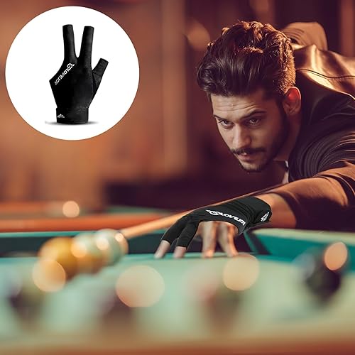Miniatura 6 de Guante clásico de billar de 3 dedos para mano izquierda, profesional, transpirable, de secado rápido, antideslizante, de silicona, accesorios para