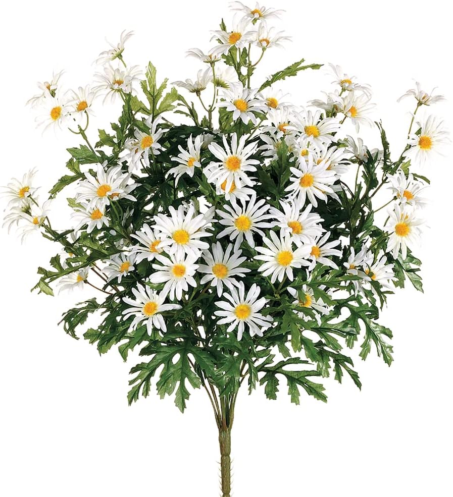 24" Farmhouse Daisy Bush x14 White (Pack of 12)
