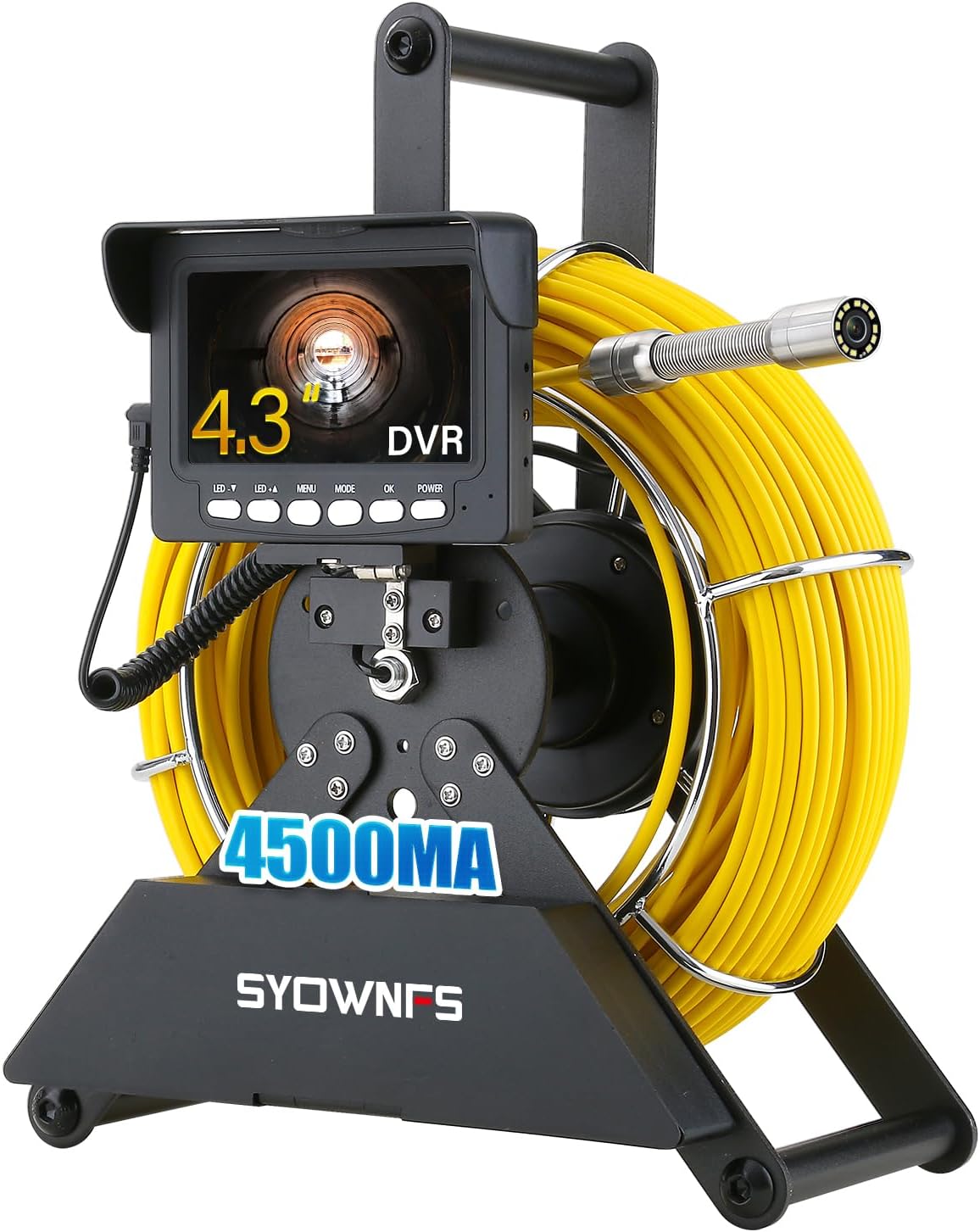 Sewer Camera 165ft/50m,0.9in/22mm Pipe Inspection Camera with 12pcs LEDs Light, 4.3" Screen 1000TVL Plumbing Snake Borescope with 4500mAh Battery DVR Recorder, Included 16GB Card
