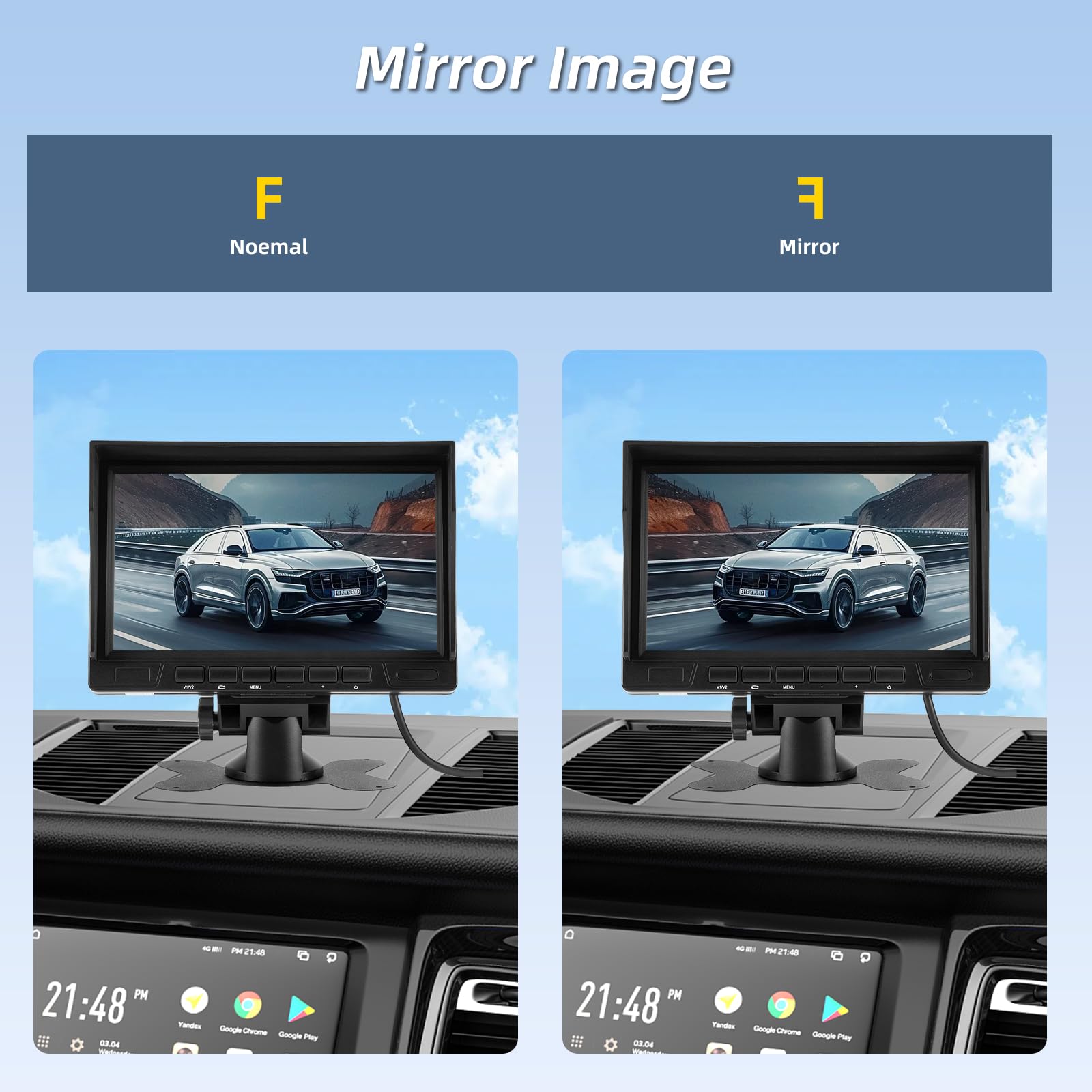 NHOPEEW Monitor Kit con Telecamera da 7 pollici con Telecamera di Retromarcia 1080P - Impermeabile IP69 / Visione Notturna Super/Ampio Angolo - Kit Monitor per Camion/Autobus/Rimorchi/Camper