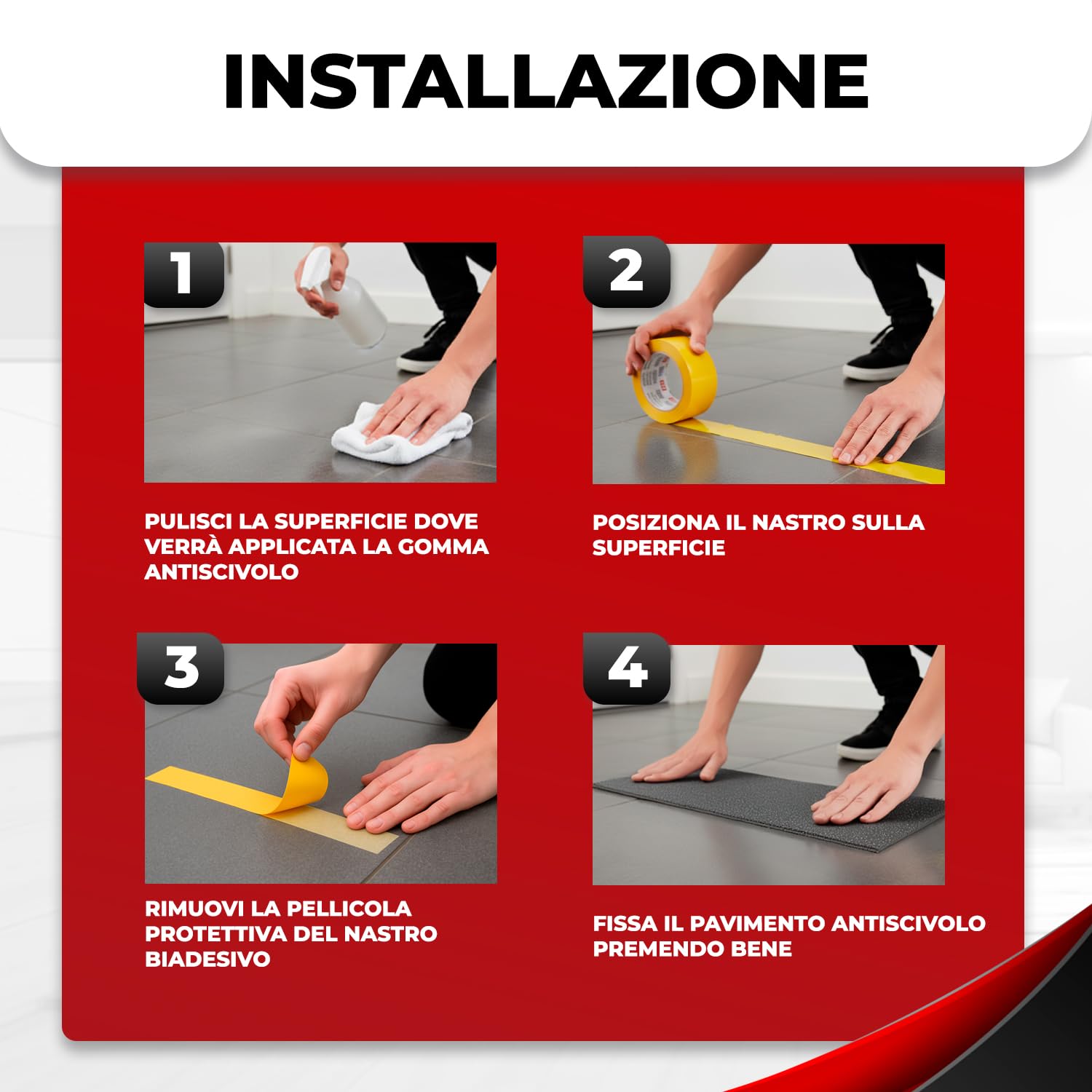 Gomma Antiscivolo | Tappeto Gomma 1m Larghezza x 2m Lunghezza | Pavimento Garage | Tappeto in Gomma | Tappeto Gommato | Rotolo Gomma | Pavimento Palestra | Tappeti | Tappetini in Gomma per Auto | Nero