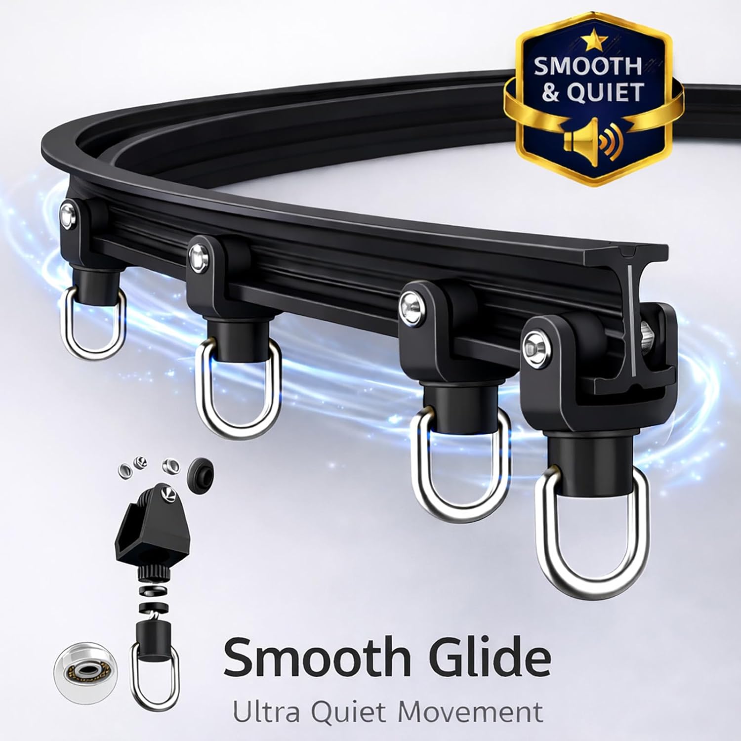 Room Divider Curtain Ceiling Curtain Track Set for Blackout and Privacy (Black Curtain + Black Track) 106" W x 84" L -1 Piece