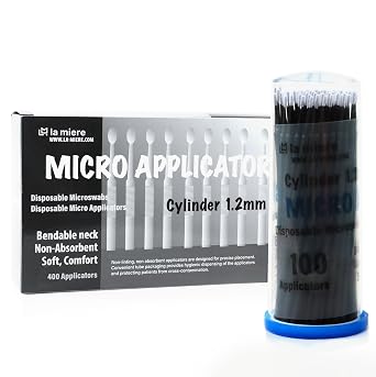 LA MIERE 400pcs Dental Micro Applicators Brushes Fine, Disposable Microswabs Cylinder 1mm Black