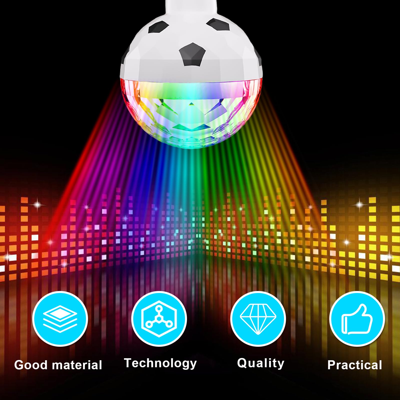 Vaileal Lot de 2 boules disco LED E27 6 W RVB rotative 360° 7 couleurs