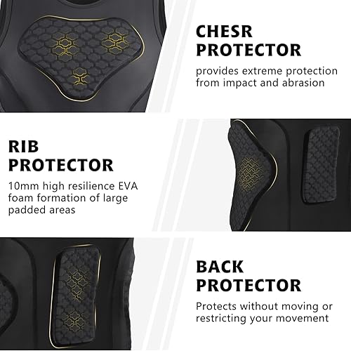 Miniatura 3 de Men's Football Padded Compression Shirt Baseball Chest Protector Rib Protector Vest Heart Guard Sternum Undershirt for Rugby Soccer Hockey Paintball