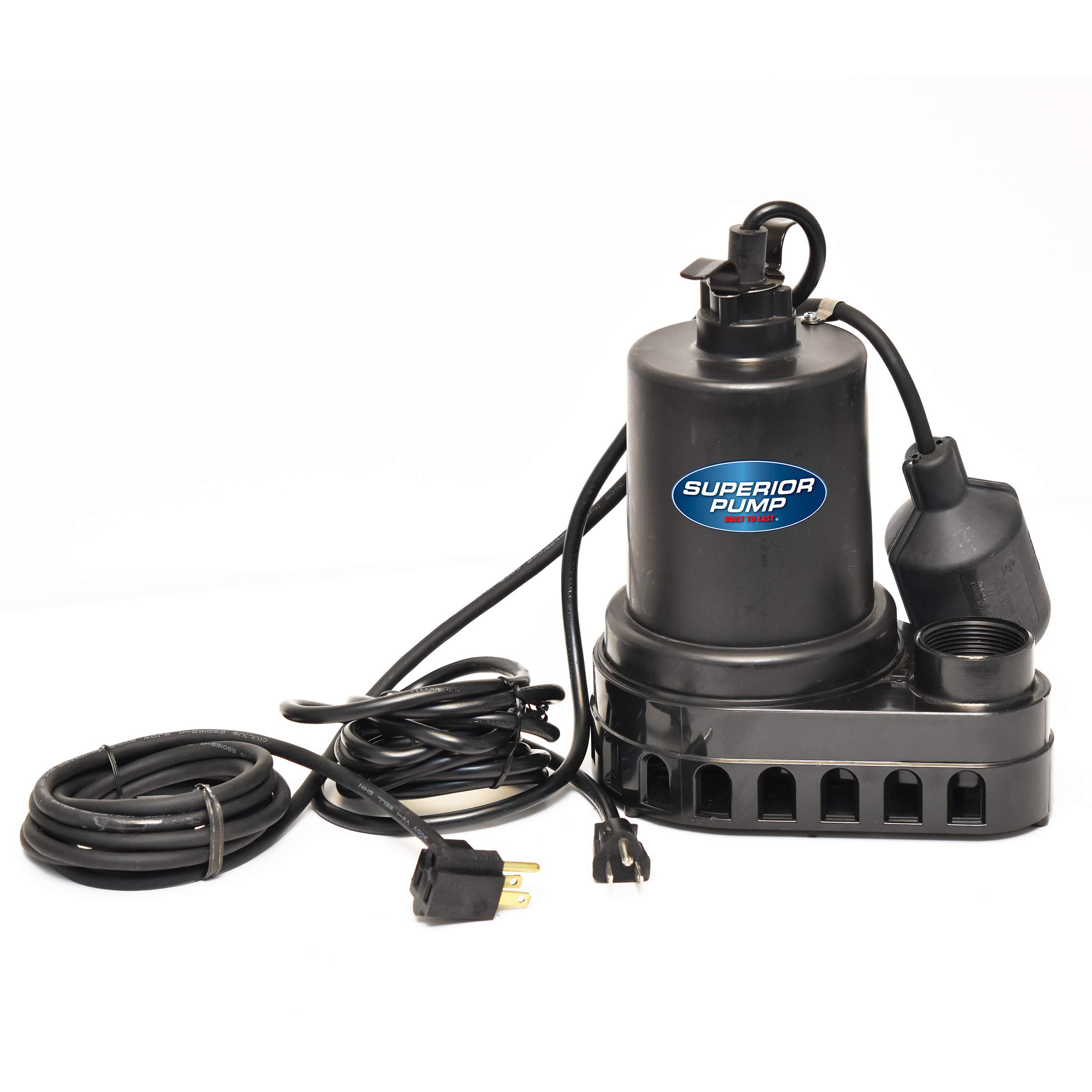 Superior Pump 92570 Bomba de sumidero termoplástica con interruptor de flotador atado, 1/2 HP