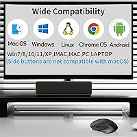 Vista 5 de Ratón silencioso Bluetooth, mouse ergonómico para computadora con botones laterales, ratones silenciosos BT4.2 sin receptor USB, batería de 18