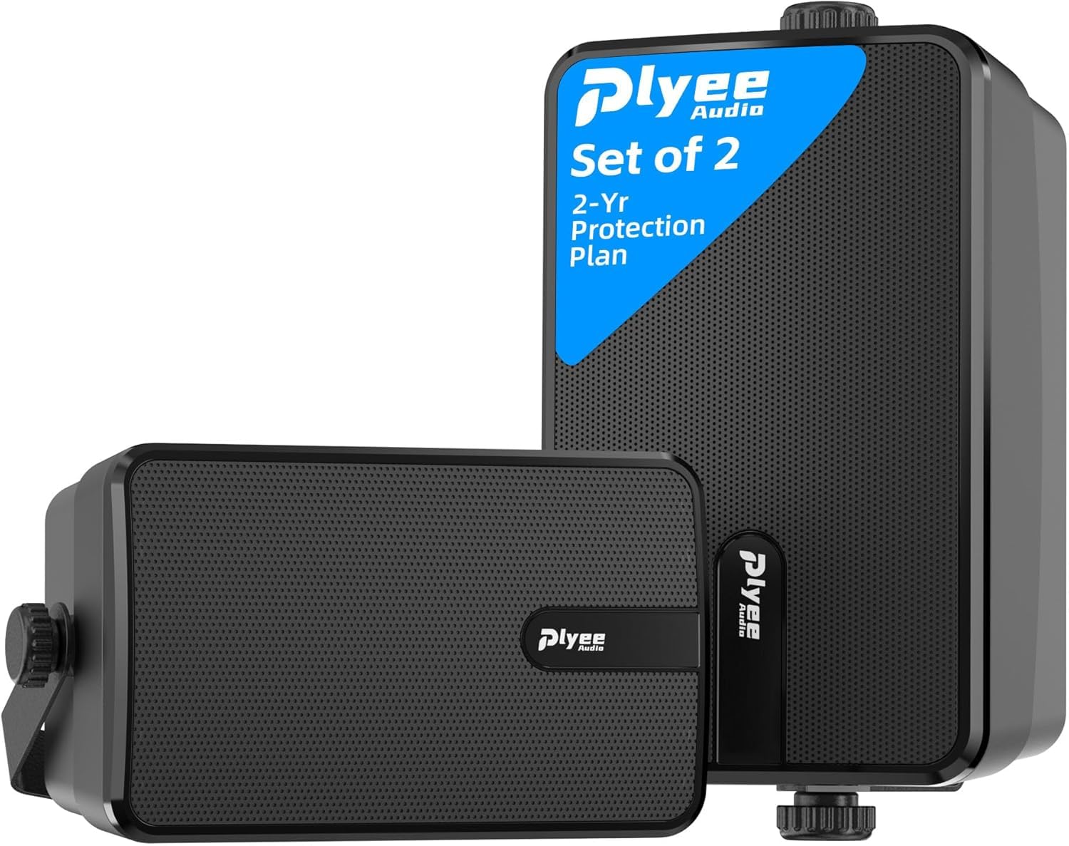 Altavoz Bluetooth para Exterior, Altavoz de Pared Activo + Pasivo, Diseño Compacto, Compatible con Entrada Auxiliar, Adecuado para Patio, Porche, Garaje, Pack de 2 (MZ-650)