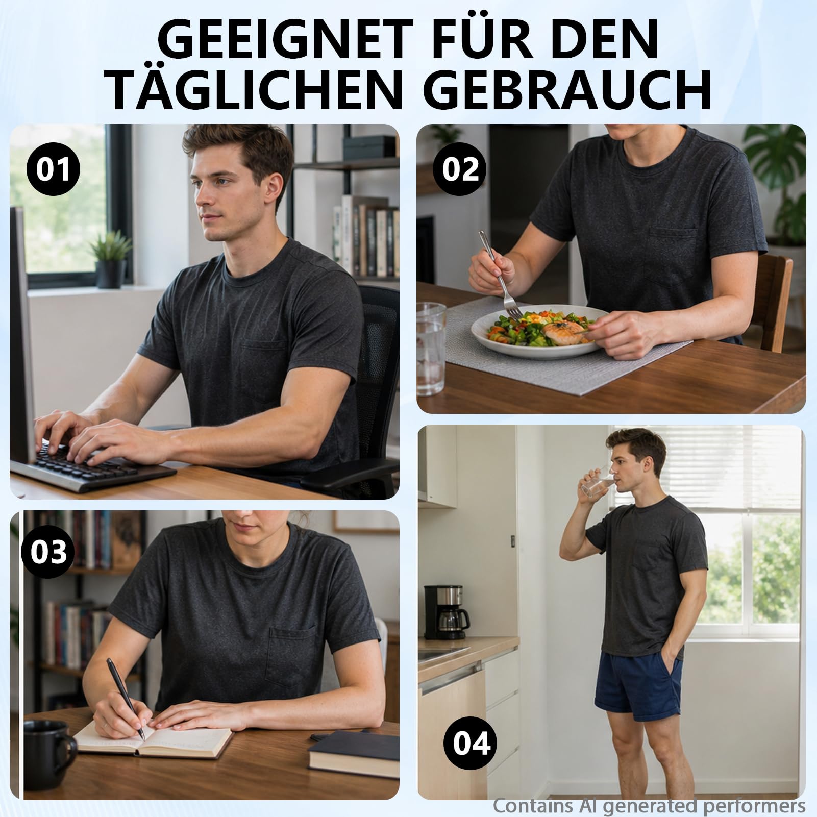 Herren Und Damen Activewear-T-Shirts Mit Knopfleiste –Spezielle Reha Kleidung Nach Schulter Op Und Kleidung Nach Schulter Op–Weites Armloch Design für Chemo, Operationen Reha, Gipsarm Kleidung