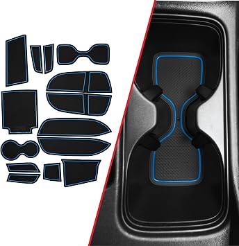 CupHolderHero Fits Honda Civic 2013-2015 Accessories - Premium Custom Non-Slip Anti-Dust Cup Holder Inserts, Center Console Liners, Door Pocket Mats, Interior Protection, 14pc Set, Blue Trim