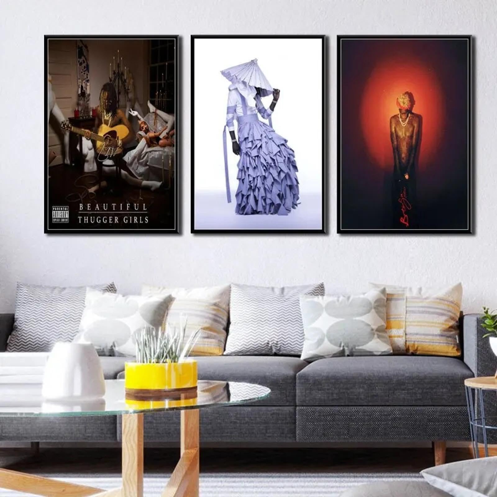 MAIMANG Young Thug Jeffery Album Wall Art Rap Hip Hop Music Poster su tela per la decorazione del soggiorno 20x30cmx3 cornice