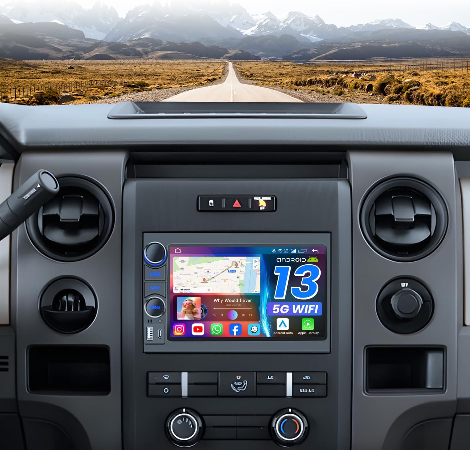 Car Radio Stereo for Ford F150 2004-2008: 7" HD Touch Screen Replacement with Carplay Android Auto 5G WiFi GPS FM RDS SWC Backup Camera