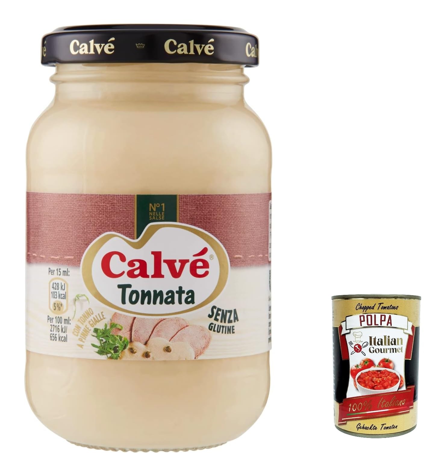 Italian Gourmet Calvé Italian Gourmet Salsa Tonnata Thunfischsauce Glas | Specialità italiana, glutenfrei; ideale per sandwich, fingerfood e, Gesamtnettogewicht 1,35 L + Kostenlos Polpa 400g