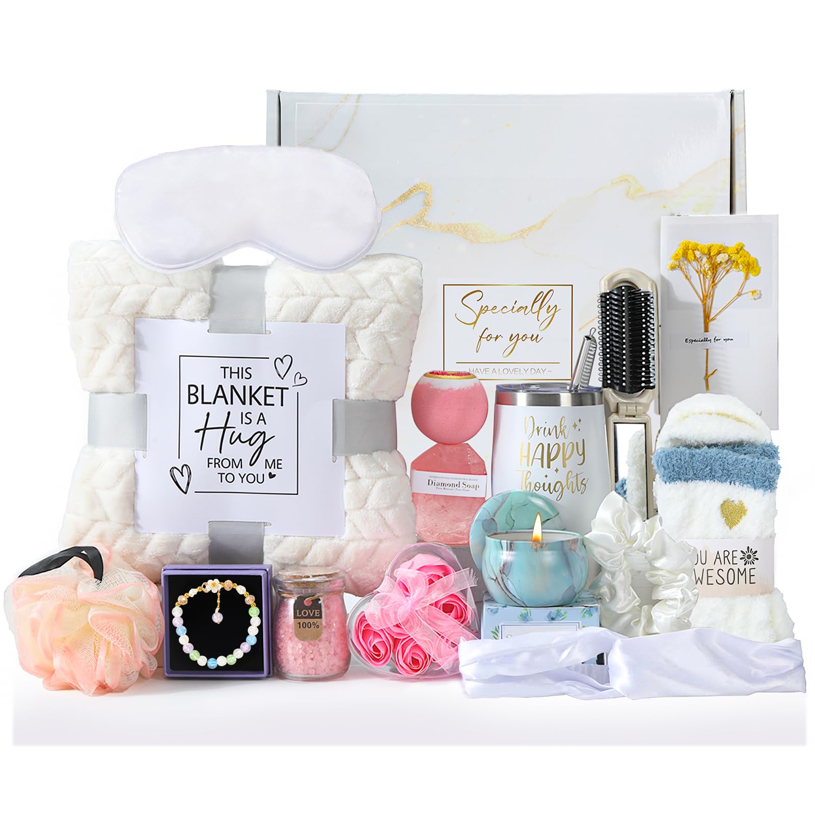 Coffret cadeau pour femme, cadeau d'anniversaire personnalisé pour femme, coffret cadeau de soins personnels, cadeau douillet confortable, pour votre mère, épouse, meilleure amie, grand-mère