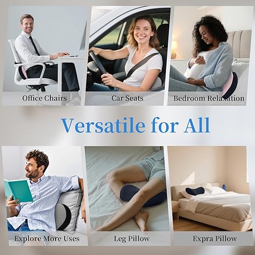 Miniatura 6 de Almohada de apoyo lumbar para silla de oficina - Almohada lumbar para coche - Almohada ergonómica de apoyo lumbar para cojín de apoyo de la espalda