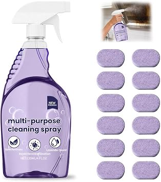 KUNAL All-In-One Multi Purpose Cleaning System with Cleaning Tablets,Spray Oven Cleaner, Multi-Surface Cleaners Spray for Every Stain-Cleaner1 Bottle+12Tablet