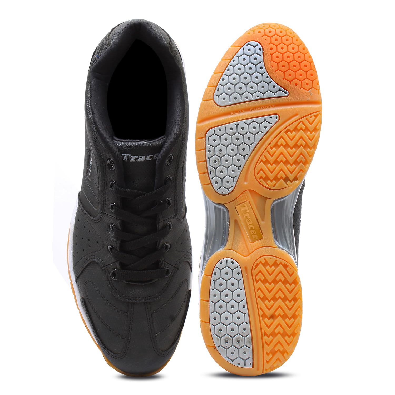 TRACER Tennis/Badminton Shoes for Men's Stylish & Comfortable, Lightweight & Breathable Footwear, PU, Lace Up Closure, Shoe for Sports, Playground (Black- 9) 3