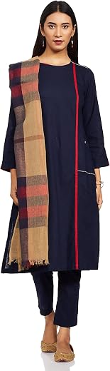 BIBA Women Straight Cotton Fusion Wear 3 Piece Set