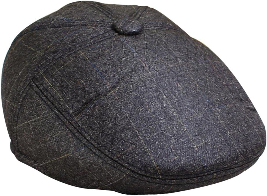 British vintage middle aged beret Vintage Leather Beret Flat Cap Newsboy Beret Ivy Cap 54-56cm 1Pcs (Brown)