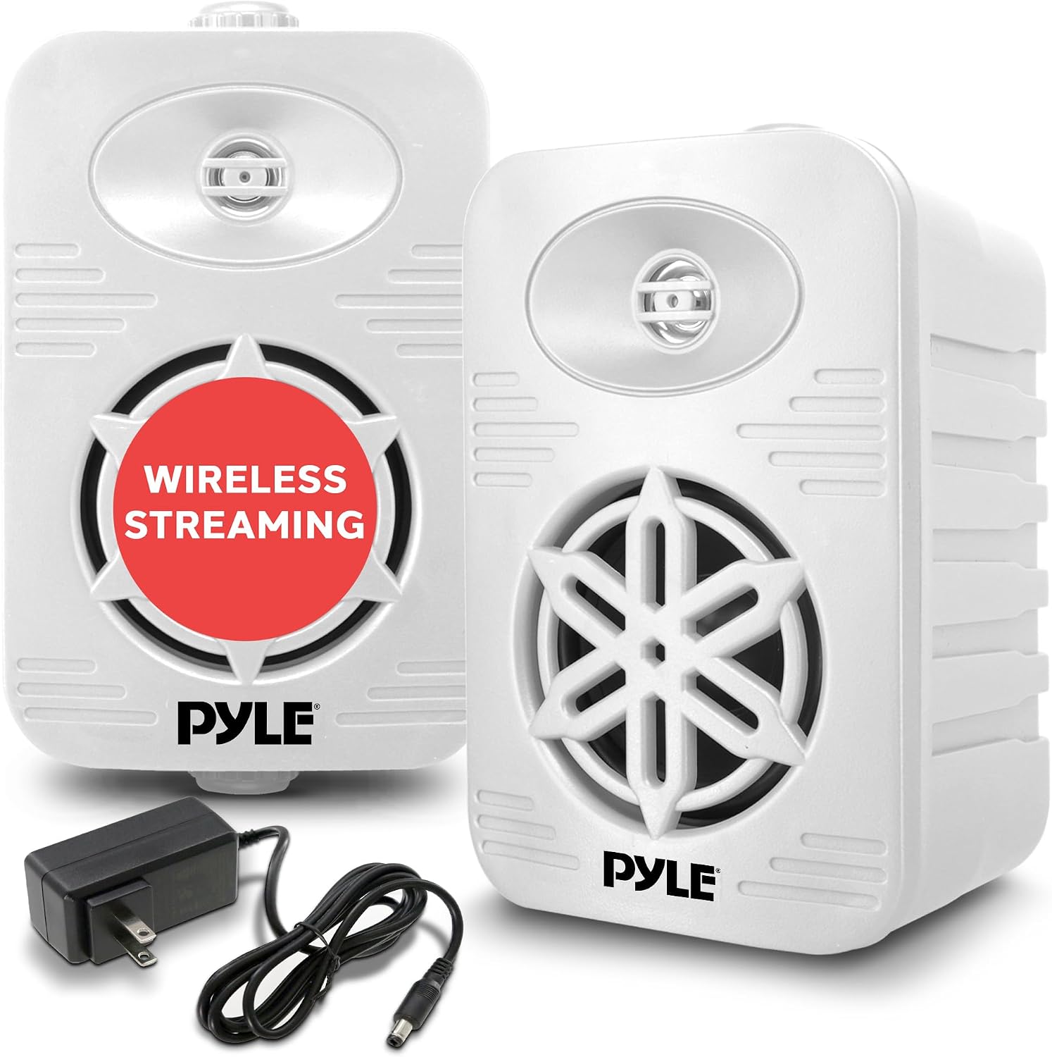 Pyle 4” Bluetooth Speakers, Indoor/Outdoor Waterproof Wireless 2-Way Speaker System with 1/2” Polymer Tweeter, Heavy Duty ABS Construction, Perfect for Patio, Pool, Boat, or Deck Use (White, 2-Pack)