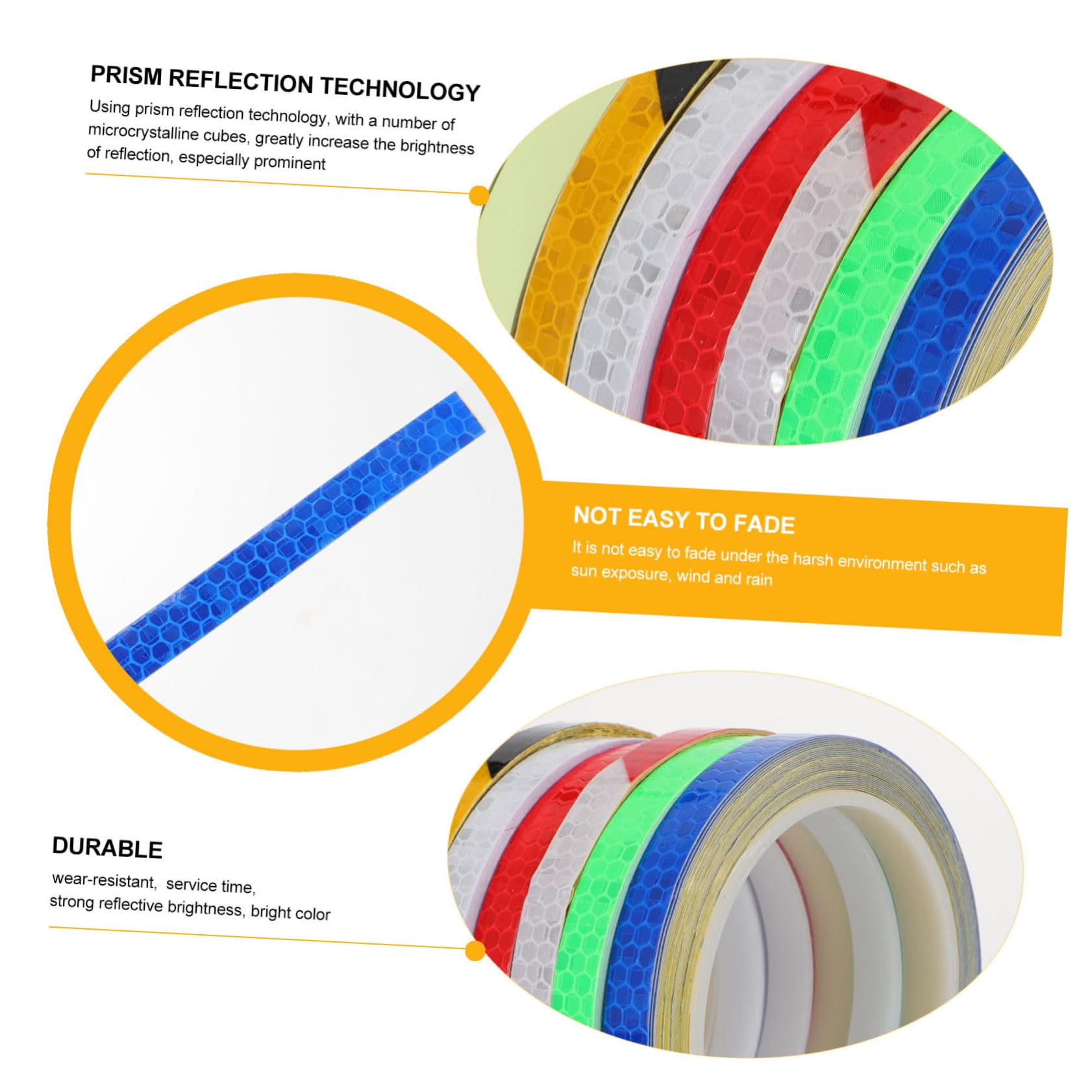 VINTORKY 8Rolls Mountain Bike Reflective Stickers Noctilucence Decals Bike Safety Decals for Night Riding Simple Application with Strong Reflection for Enhanced