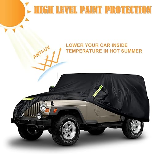 Miniatura 8 de Fundas impermeables de repuesto para Jeep Wrangler 2 puertas 2007-2022, 6 capas de ajuste personalizado para todo tipo de clima, con puerta con