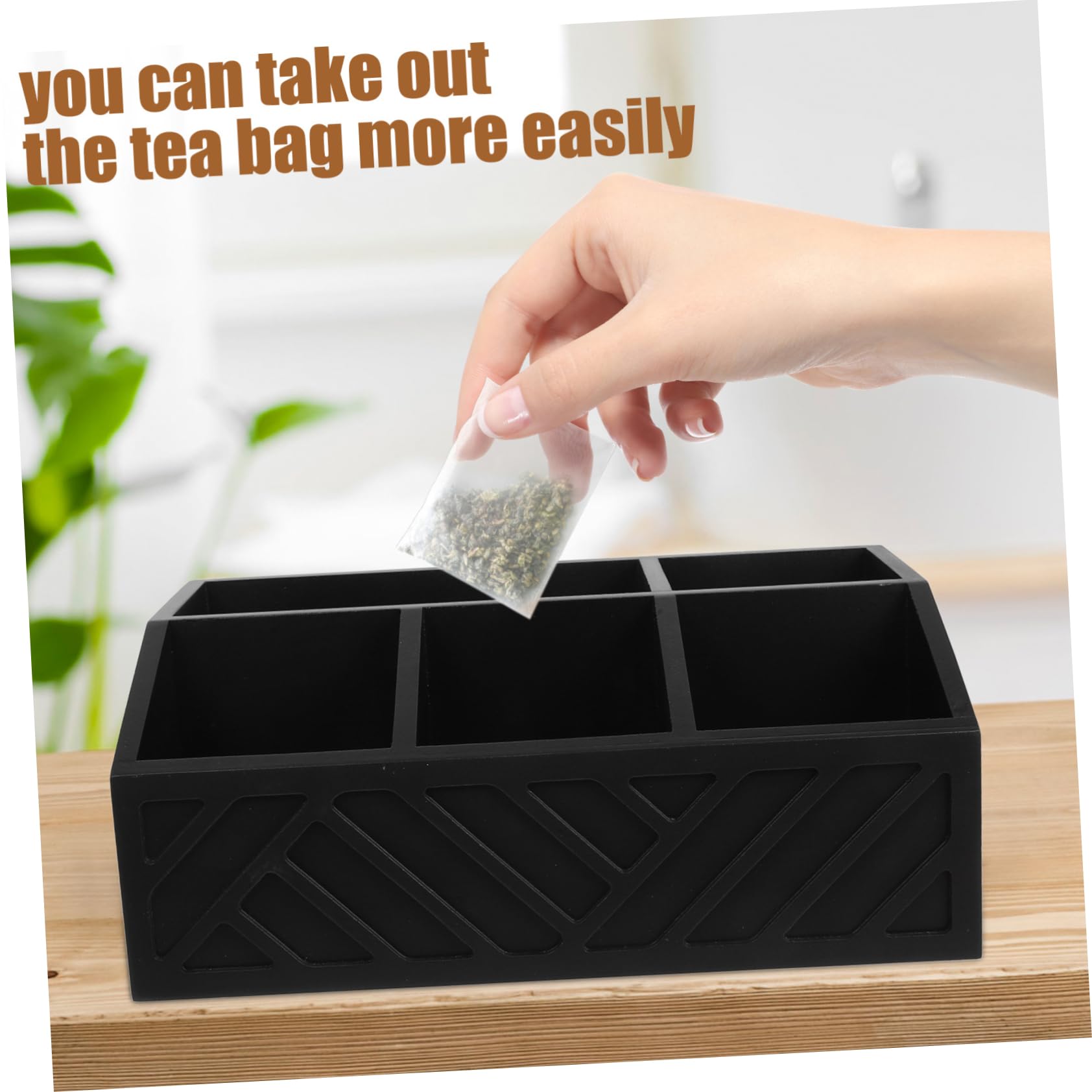 GLEAVI Schwarze Holz Aufbewahrungsbox mit Fächern 1 Stück | Kaffeestation Organizer, Thekenaufsatz für Cafés und Milchtee Shops, Moderne Klare Linien