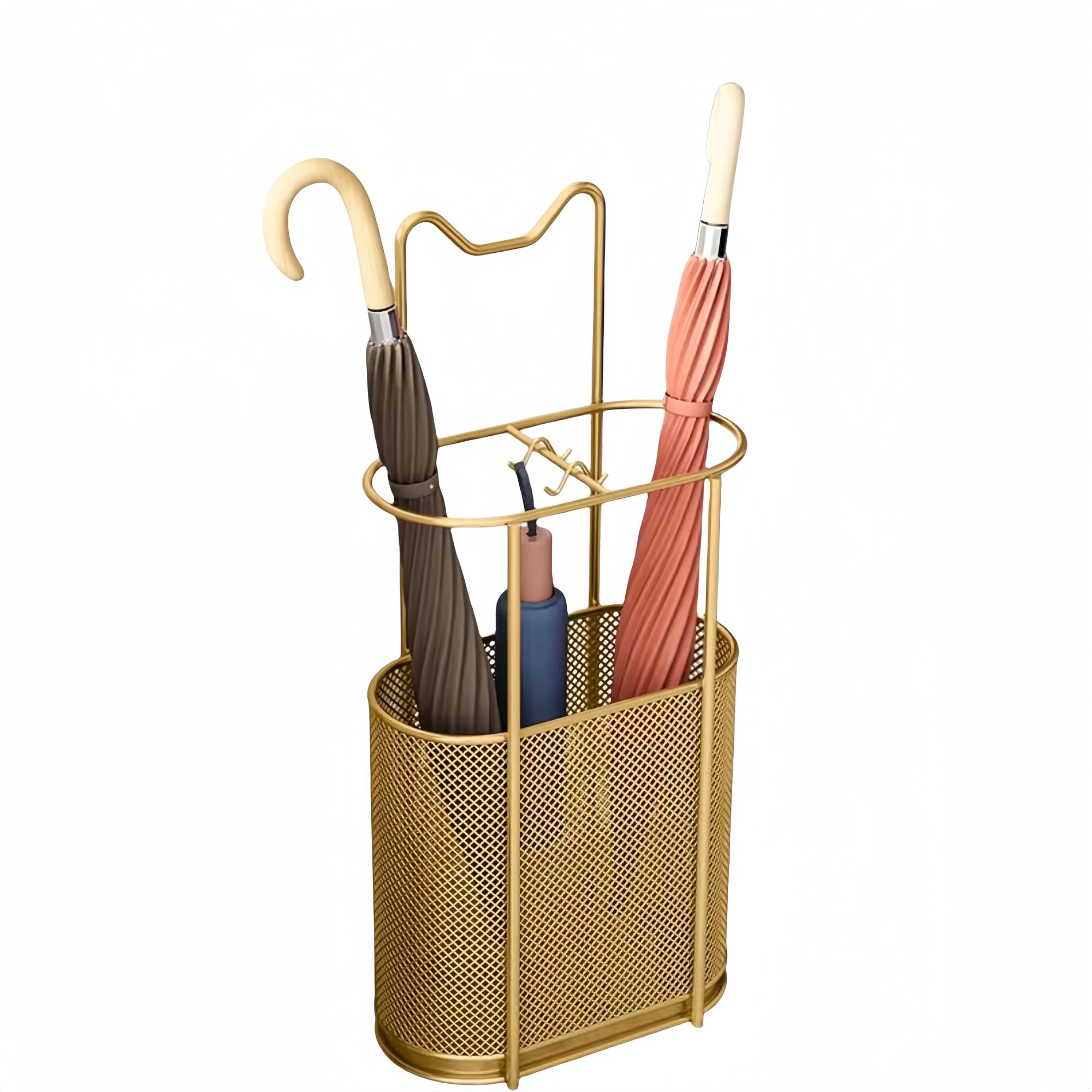 FCXWEVR Heavy Duty Freestanding Cane Stand 28x65cm Iron Rattan Storage for Home Office Hallway Stylish Gold Vertical nizer for Walking Canes and Umbrellas