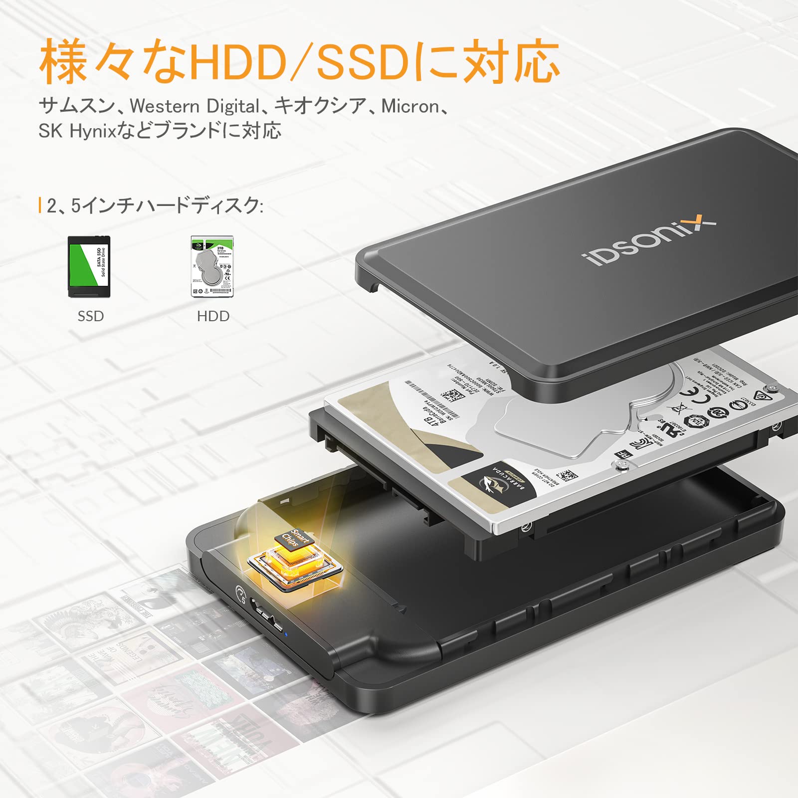 Amazon.co.jp: IDSONIX 2.5インチ HDD ケース SSD 外付け