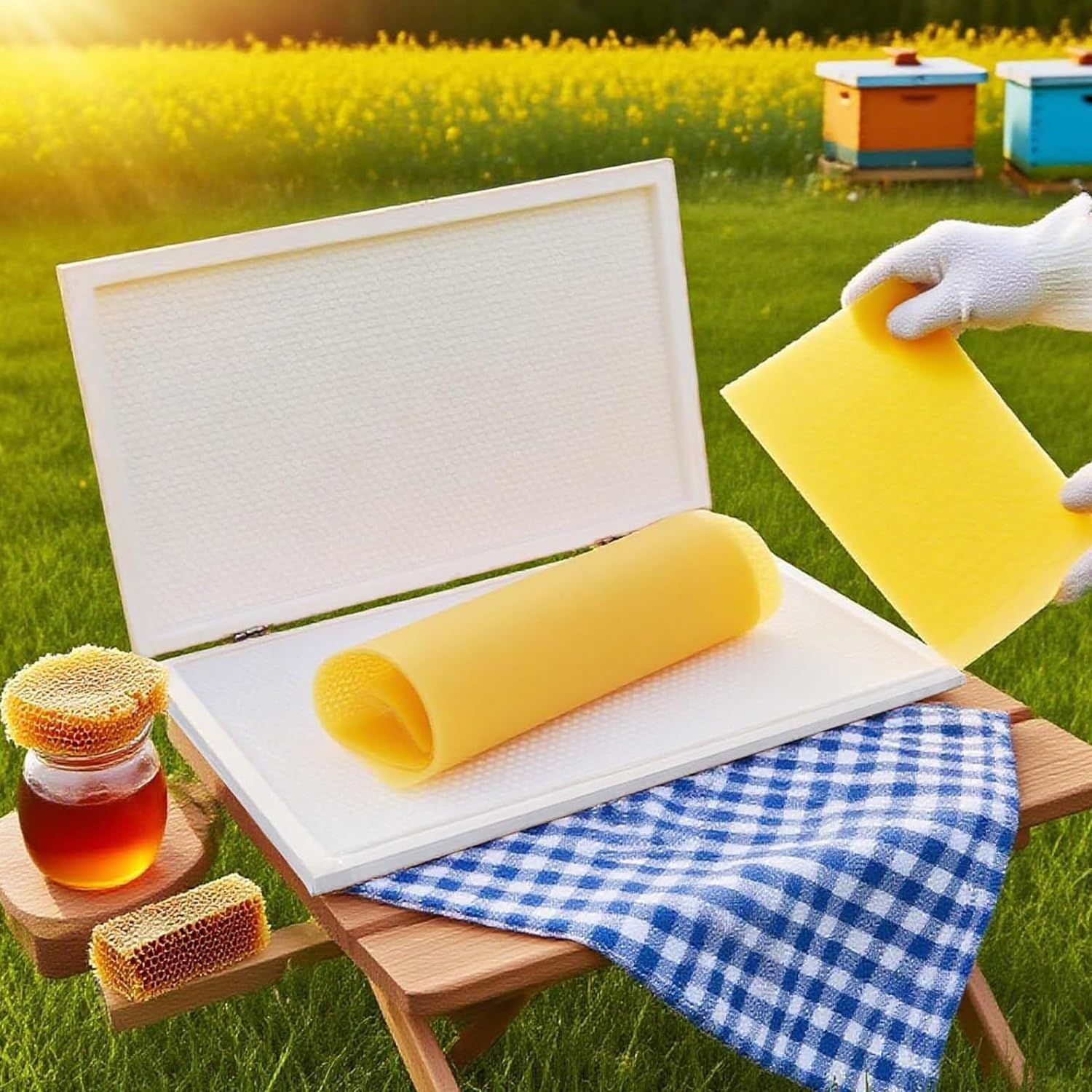 Macchina goffratrice per fondazione in cera d'api con stampi in lega di alluminio, strumento di sformatura facile per apicoltori, fusione di fogli di cera d'api da 4,9 mm/5,3 mm