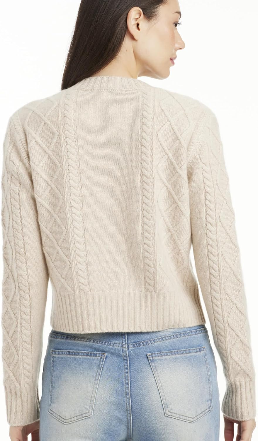 Women’s Cable Knit Cardigan – 100% Cashmere, Slim Fit Button-Down Long Sleeve Luxury Sweater - Image 4