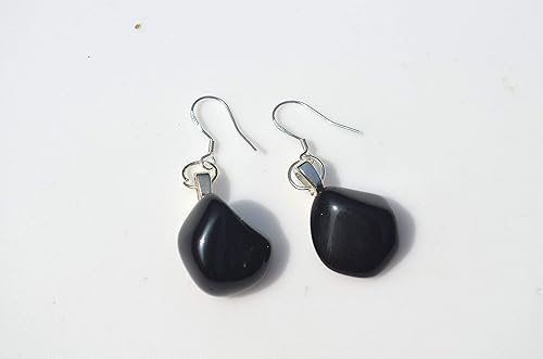 Miniatura 8 de Custom Tumbled Apache Tears Stone Dangling Earrings - 1 Set
