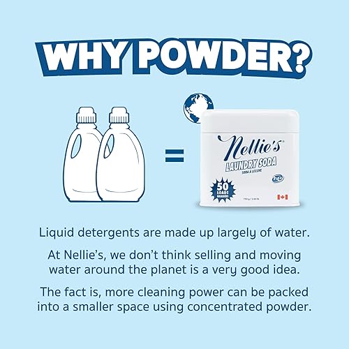 Miniatura 24 de Nellie's - Detergente en polvo para lavar la ropa, detergente concentrado, a granel, 500 cargas, fórmula ecológica, biodegradable, vegana
