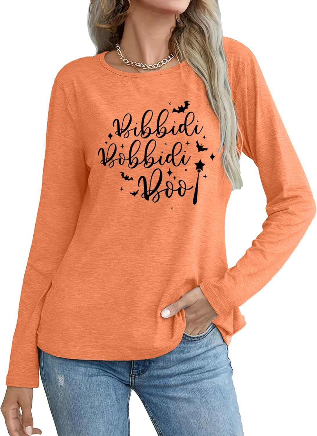 Halloween Shirts for Women: Long Sleeve Pumpkin T Shirt Funny Halloween Graphic Tee Fall Tops - Image 2