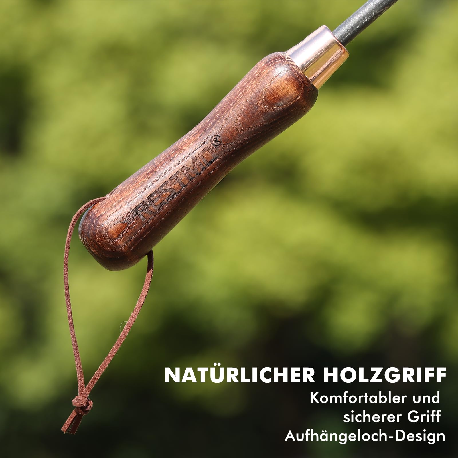 RESTMO 3-teiliges Gartengeräte-Set, Gartenwerkzeuge aus Kohlenstoffstahl mit Holzgriff, inklusive Gartenschaufel, Pflanzkelle und Gartenkralle, Geschenk für Gartenliebhaber