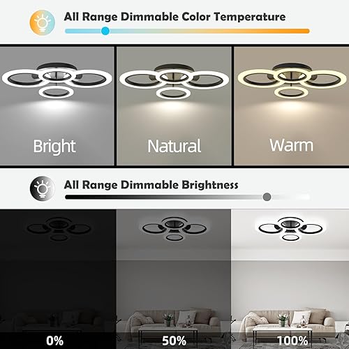 Miniatura 8 de Lámpara de techo LED moderna y contemporánea con control remoto, lámpara de techo regulable de 32 pulgadas para comedor, cocina, sala de estar,