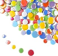 Vista 14 de Azulejos de mosaico de vidrio iridiscente redondos al azar de 1.1 libras, haciendo piezas creativas de mosaico de vidrio iridiscente